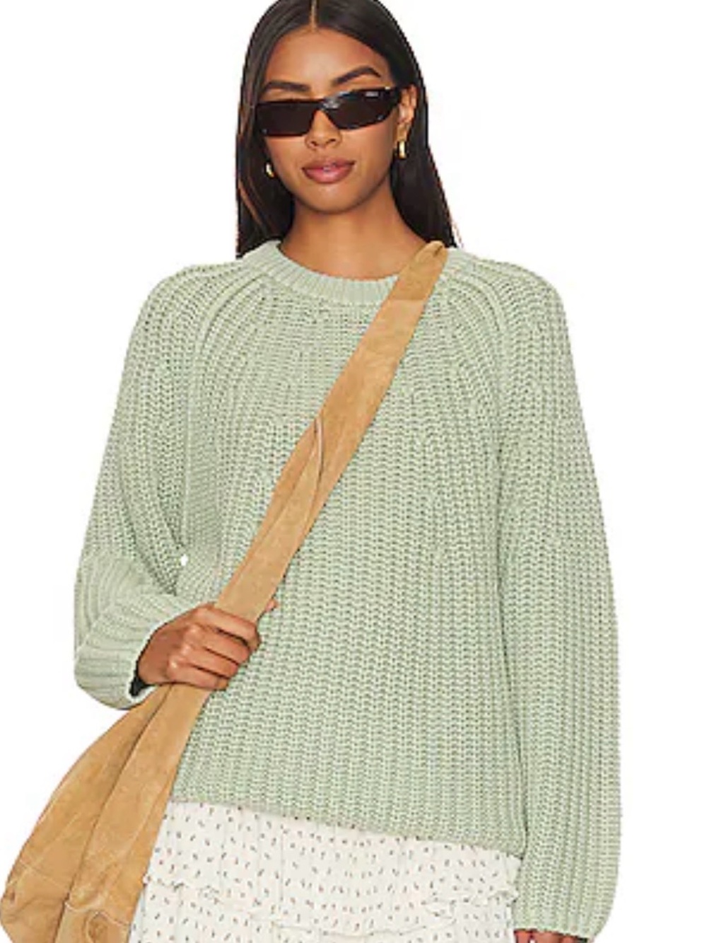 Free People take me home  Green Crewneck Sweater in sage/matcha